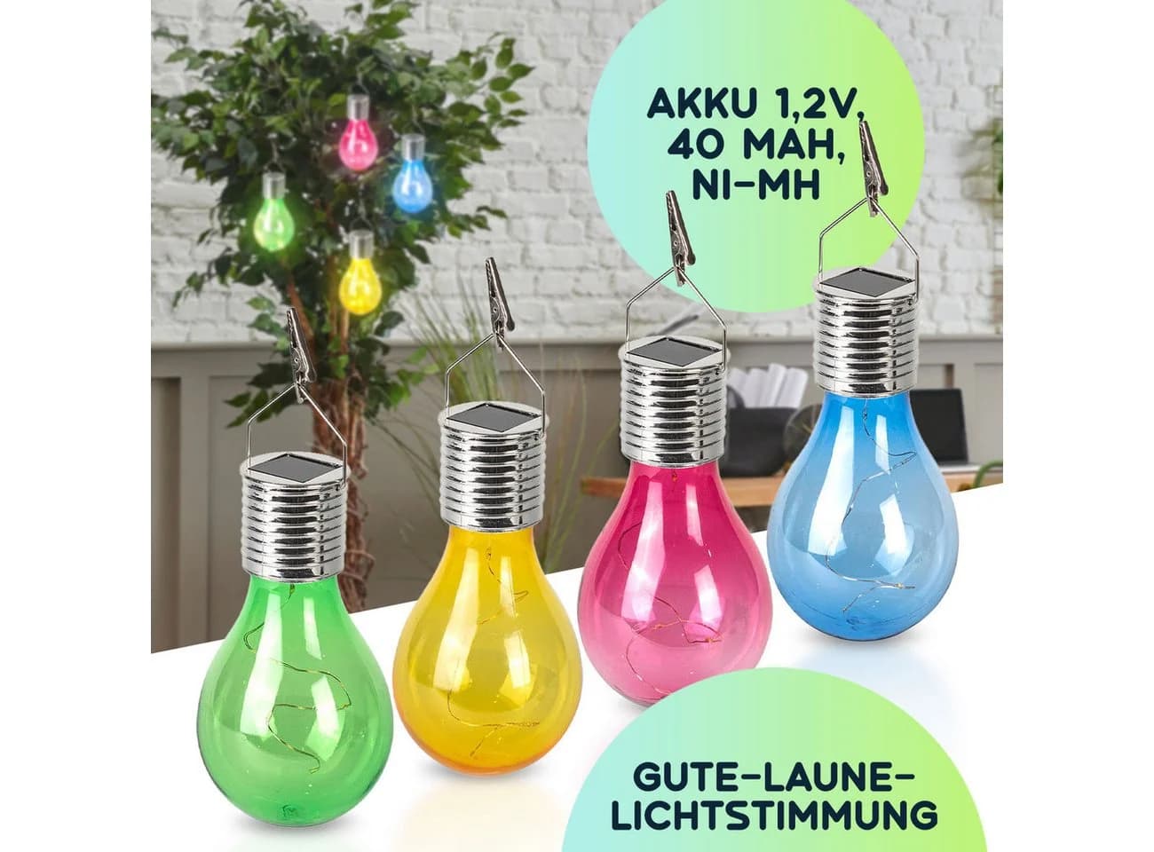 Casativo Solar LED-Lichterkette Glühbirnen Bunt mit Dämmerungssensor - Bild 4