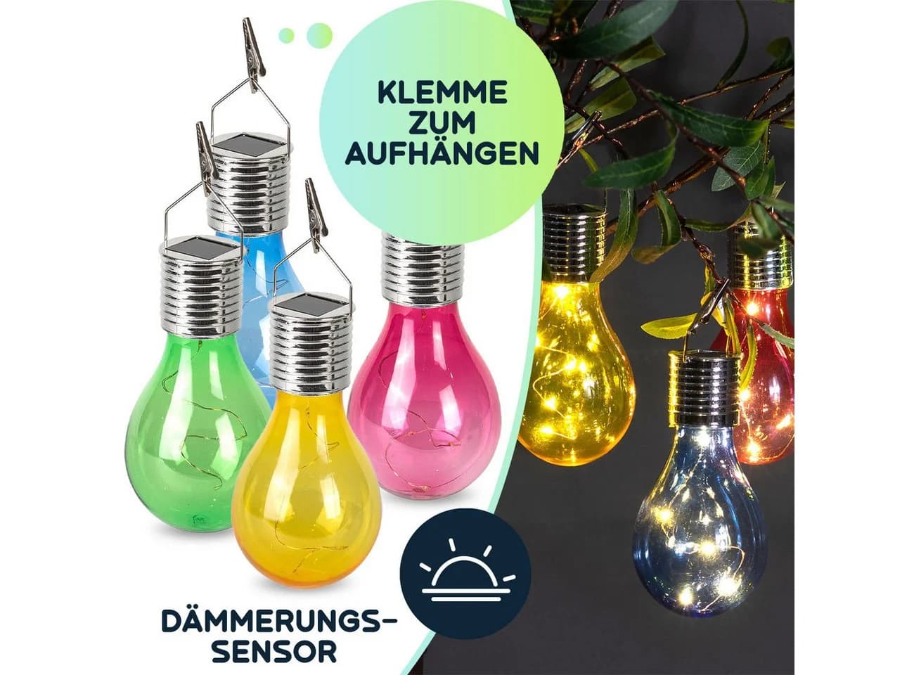 Casativo Solar LED-Lichterkette Glühbirnen Bunt mit Dämmerungssensor - Bild 5