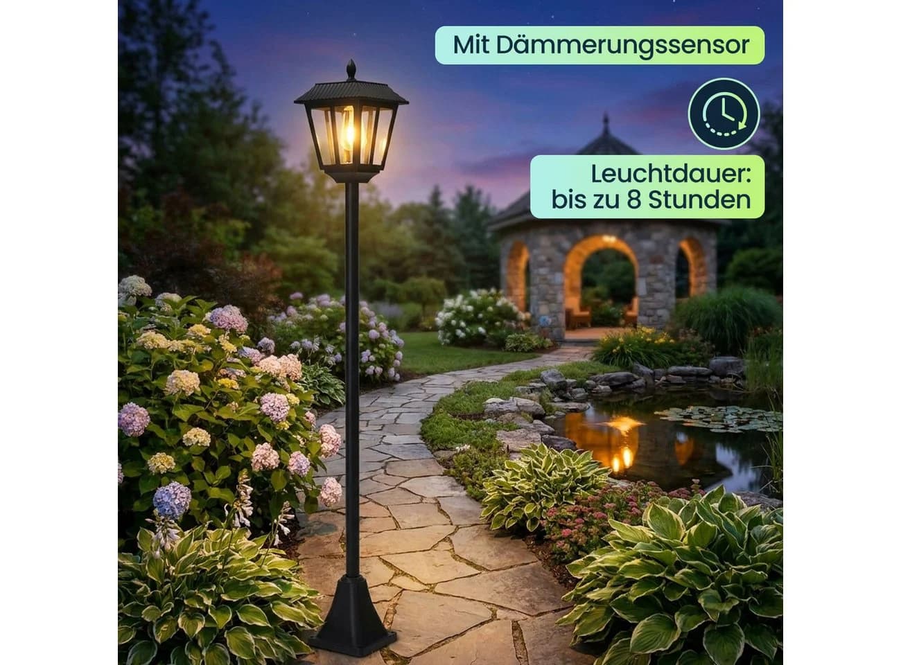 Casativo Solar-Gartenlaterne Retro Design mit Dämmerungssensor - Bild 3