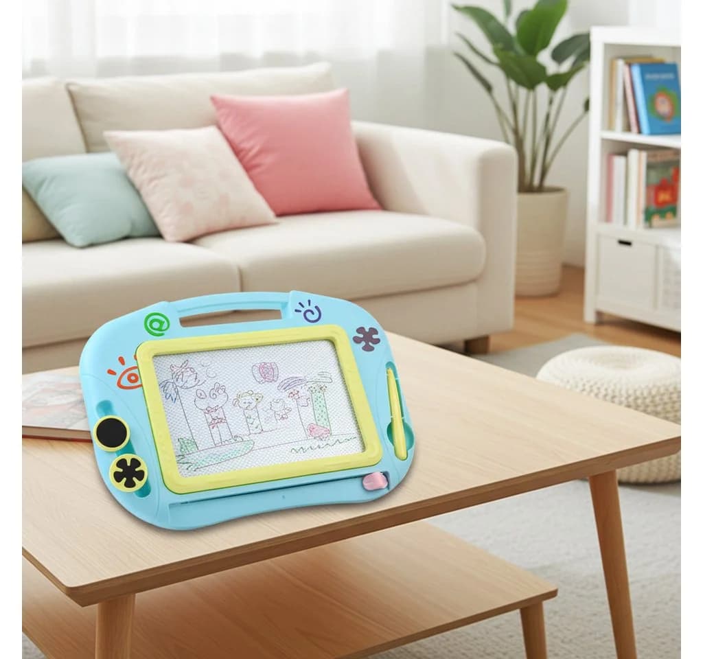 shop'n smile ideoon Magnet-Zaubertafel Türkis/Gelb mit Stift & Stempeln - Bild 2