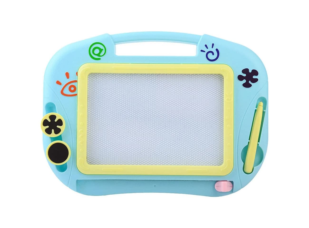 shop'n smile ideoon Magnet-Zaubertafel Türkis/Gelb mit Stift & Stempeln - Bild 3