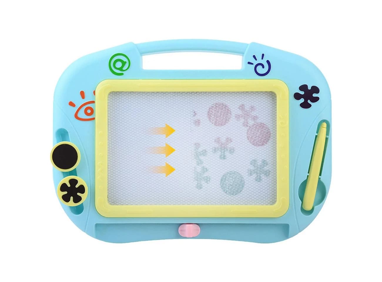 shop'n smile ideoon Magnet-Zaubertafel Türkis/Gelb mit Stift & Stempeln - Bild 5