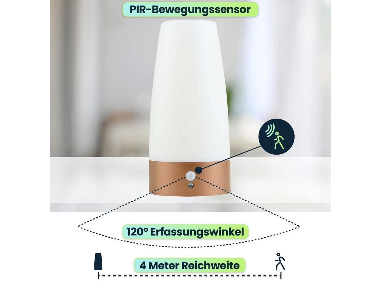 shop'n smile ideoon LED Nachttischlampe mit Bewegungsmelder, kabellos, warmweiß - Bild 3