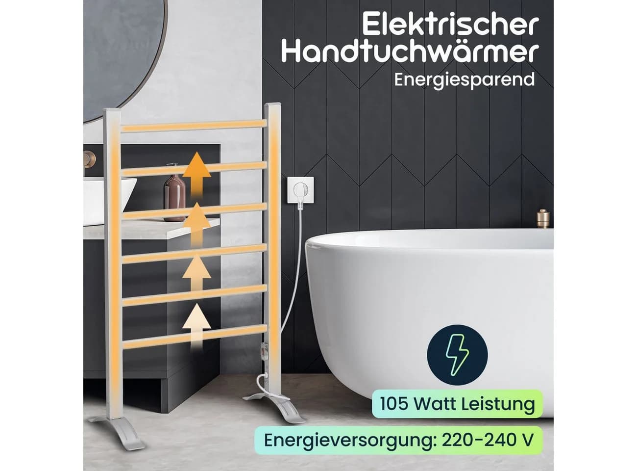 shop'n smile ideoon Elektrischer Handtuchtrockner Aluminium Silber 2-in-1 - Bild 5