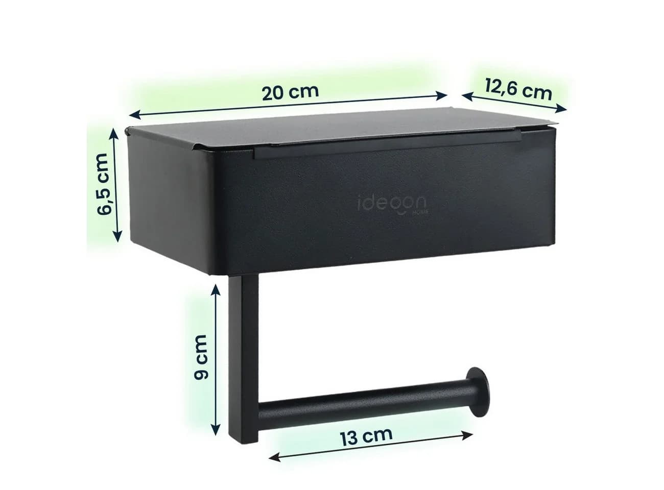 shop'n smile ideoon Toilettenpapierhalter Schwarz mit Feuchttücherbox & Ablage - Bild 4