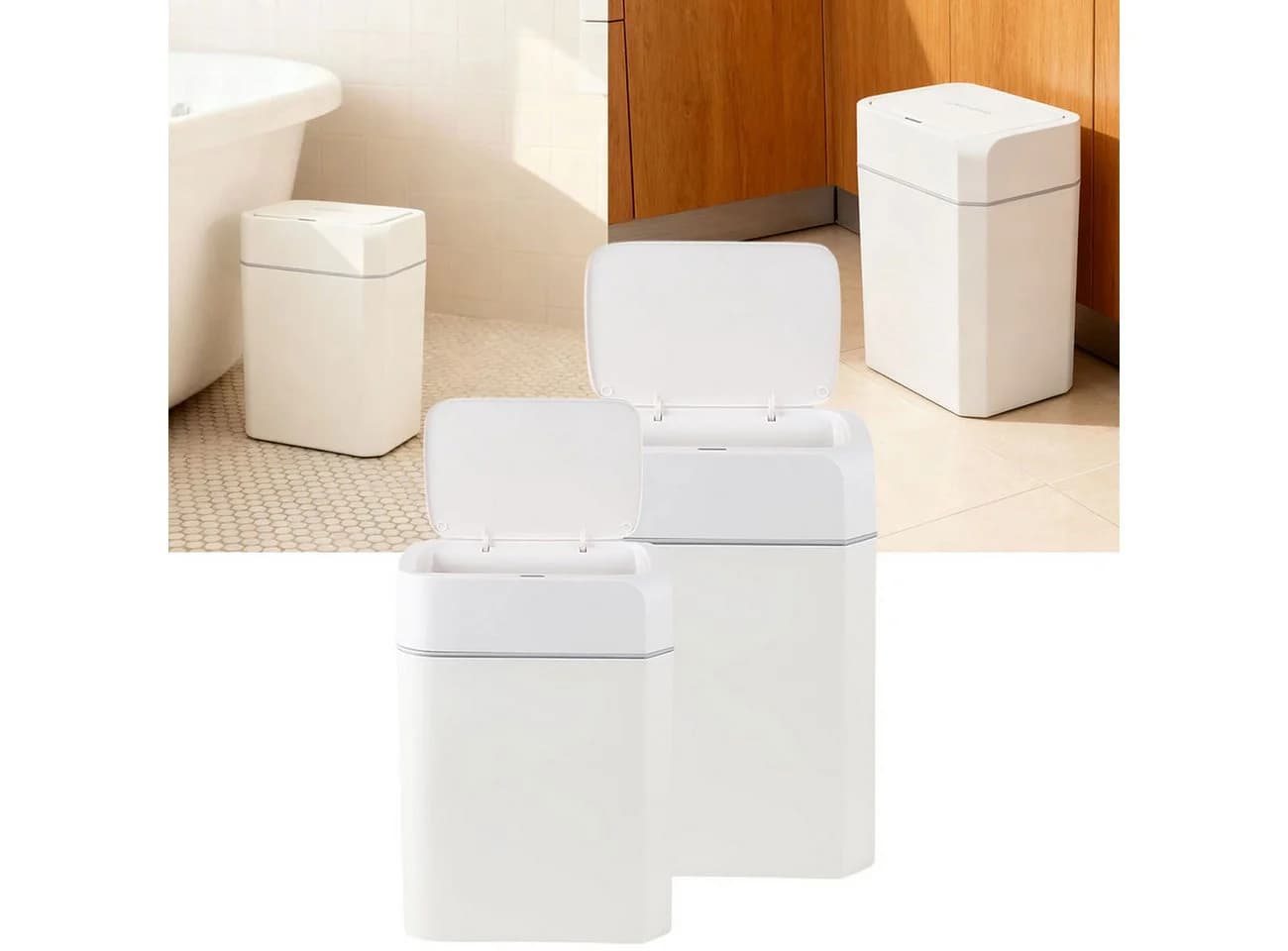 shop'n smile ideoon Sensor Abfalleimer Set 12L & 16L Weiß Automatisch