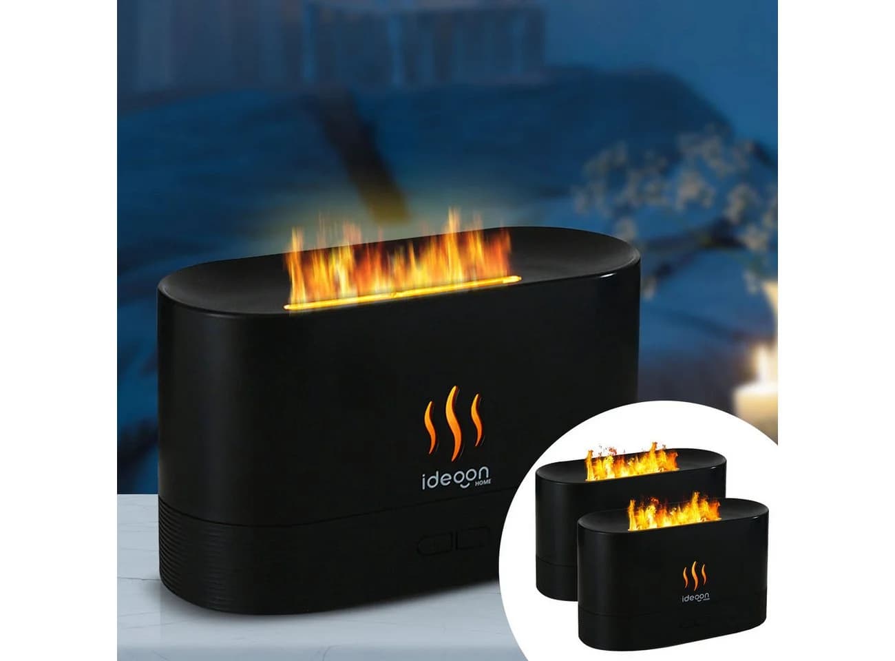 shop'n smile ideoon Aroma Diffuser mit Flammeneffekt Ultraschall Schwarz - Bild 2