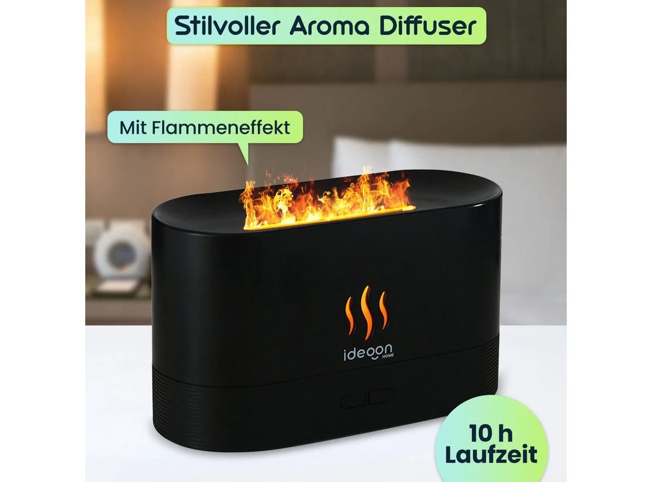 shop'n smile ideoon Aroma Diffuser mit Flammeneffekt Ultraschall Schwarz - Bild 4
