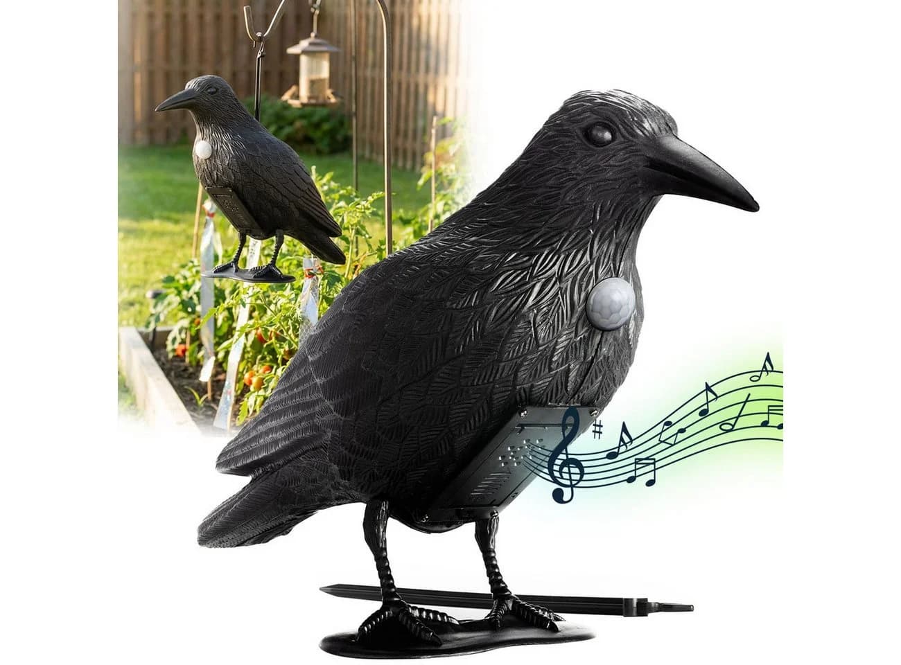 shop'n smile ideoon Vogel-Schreck Rabe Schwarz mit Bewegungssensor & Sound - Bild 2