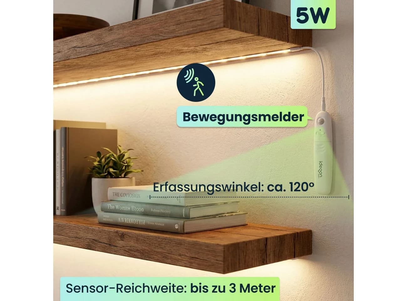 shop'n smile ideoon LED-Streifen 3m Warmweiß mit Bewegungsmelder - Bild 4