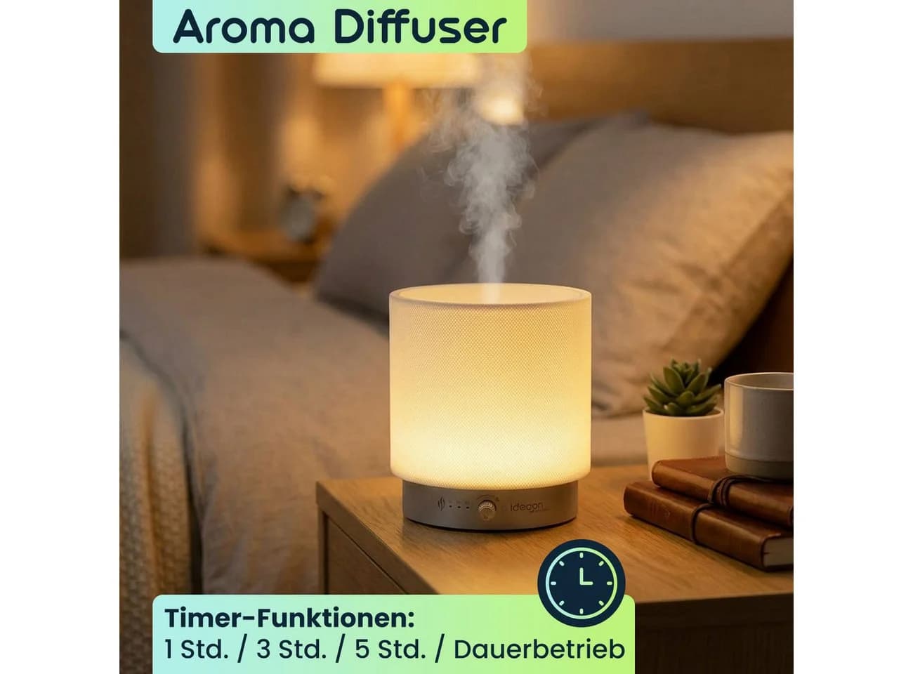 shop'n smile ideoon Aroma Diffuser 140ml LED dimmbar Silber/Weiß - Bild 3