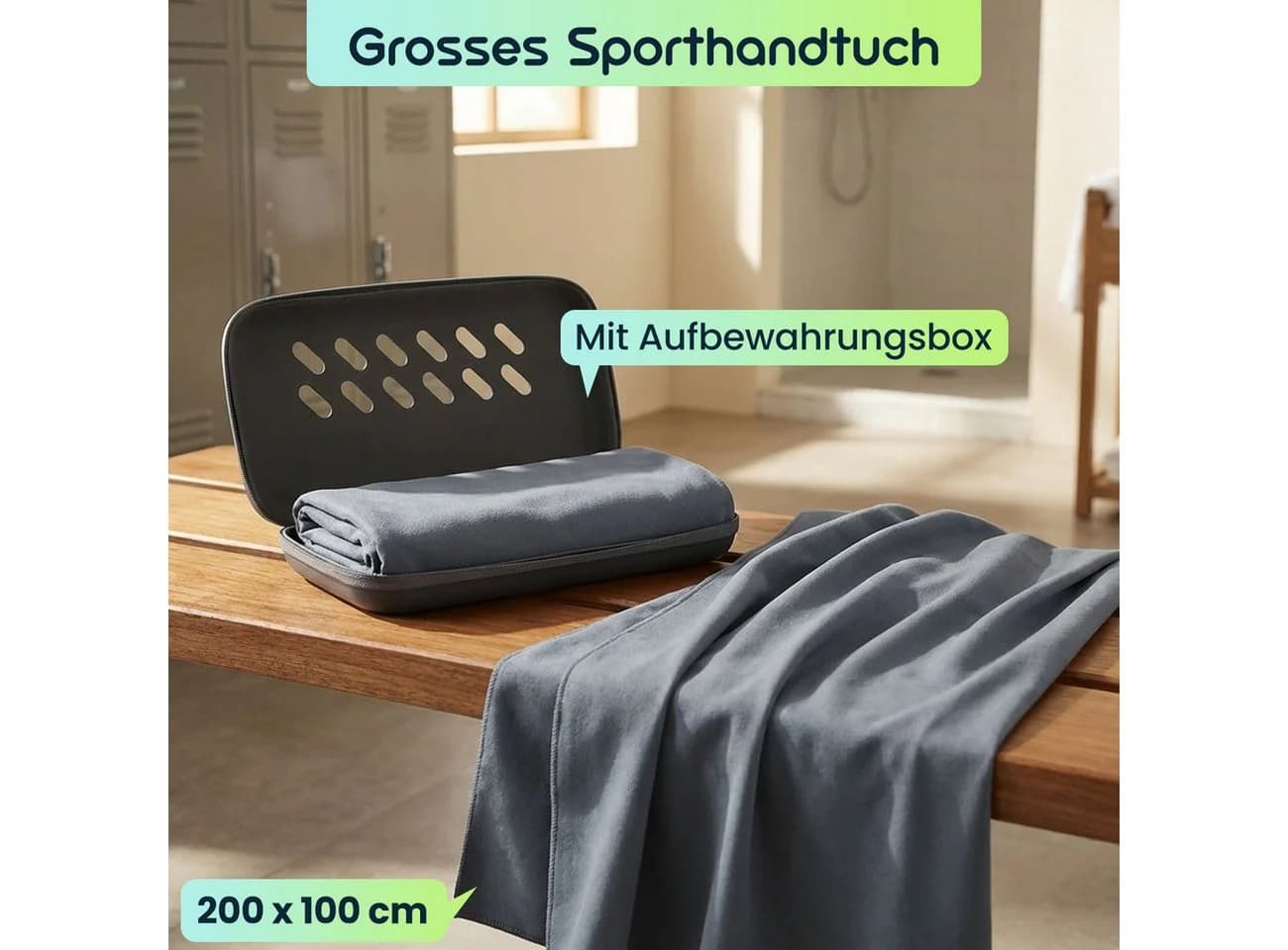 shop'n smile ideoon Sporthandtuch Microfaser Anthrazit 200x100 cm - Bild 3