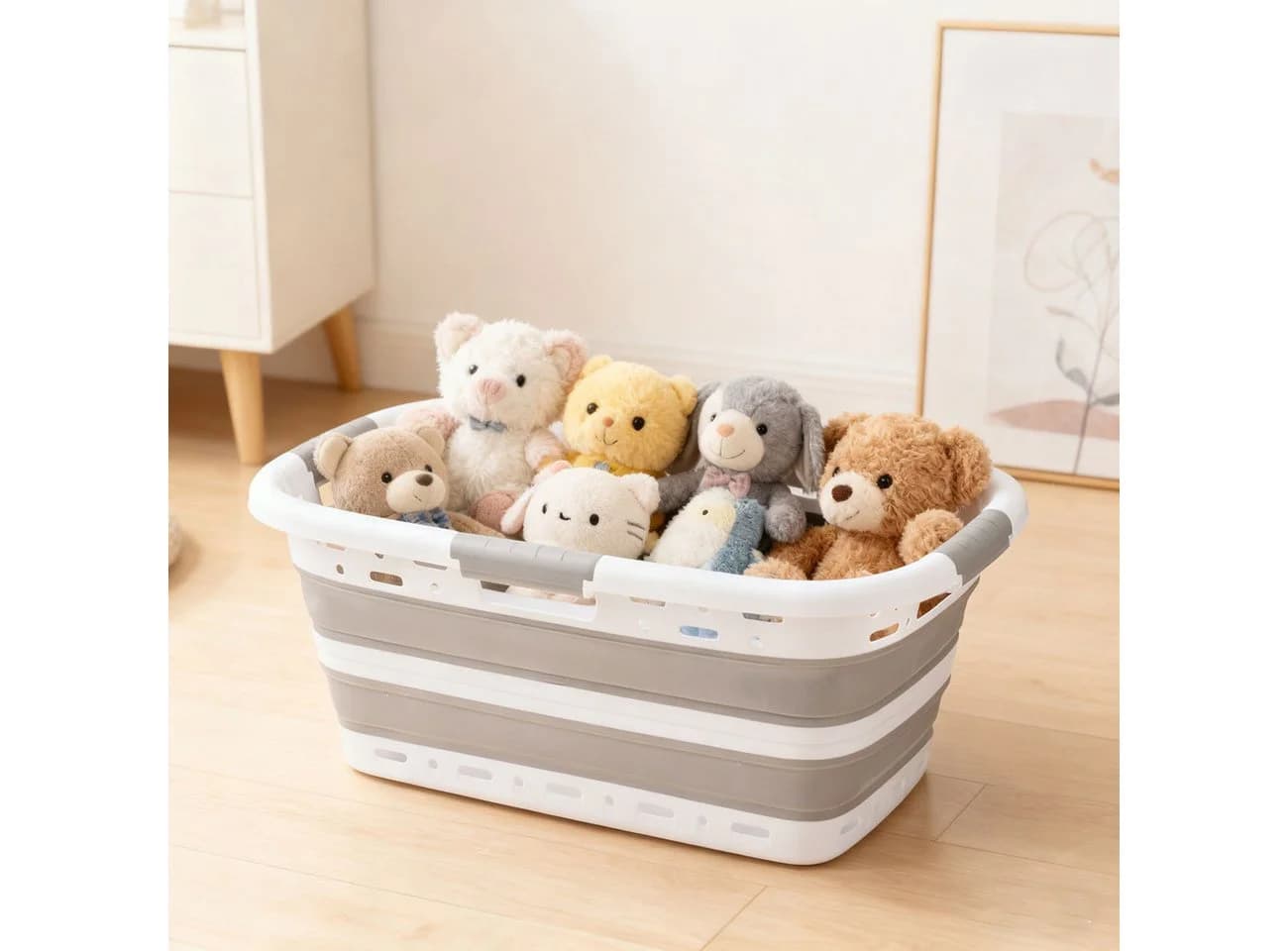 shop'n smile ideoon Faltbarer Wäschekorb 41L Grau/Weiss - Bild 5