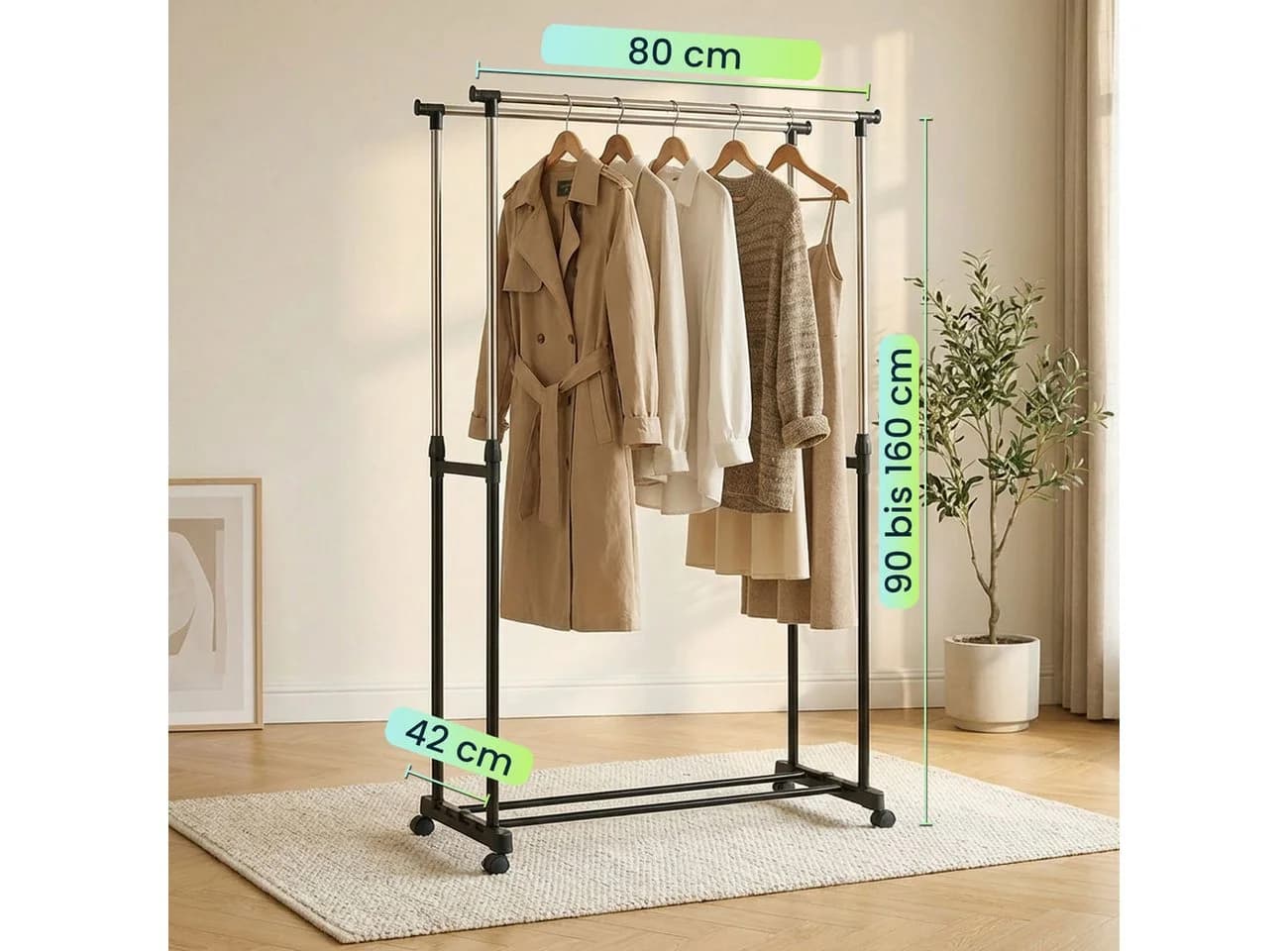 shop'n smile ideoon Mobiler Kleiderständer Doppelstange Schwarz - Bild 3