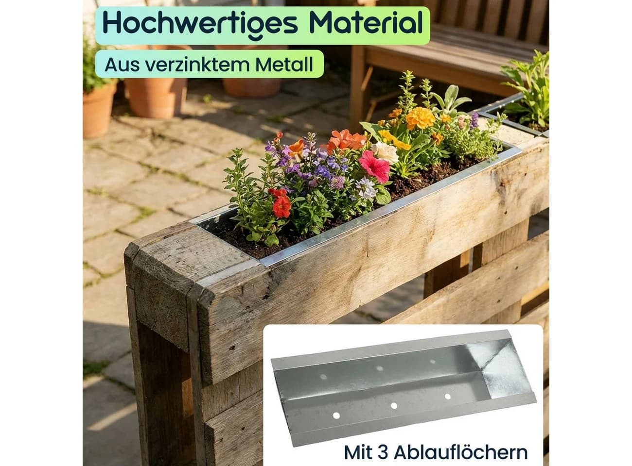 shop'n smile Blumenkasten Premium 6er Set Verzinktes Metall - Bild 3