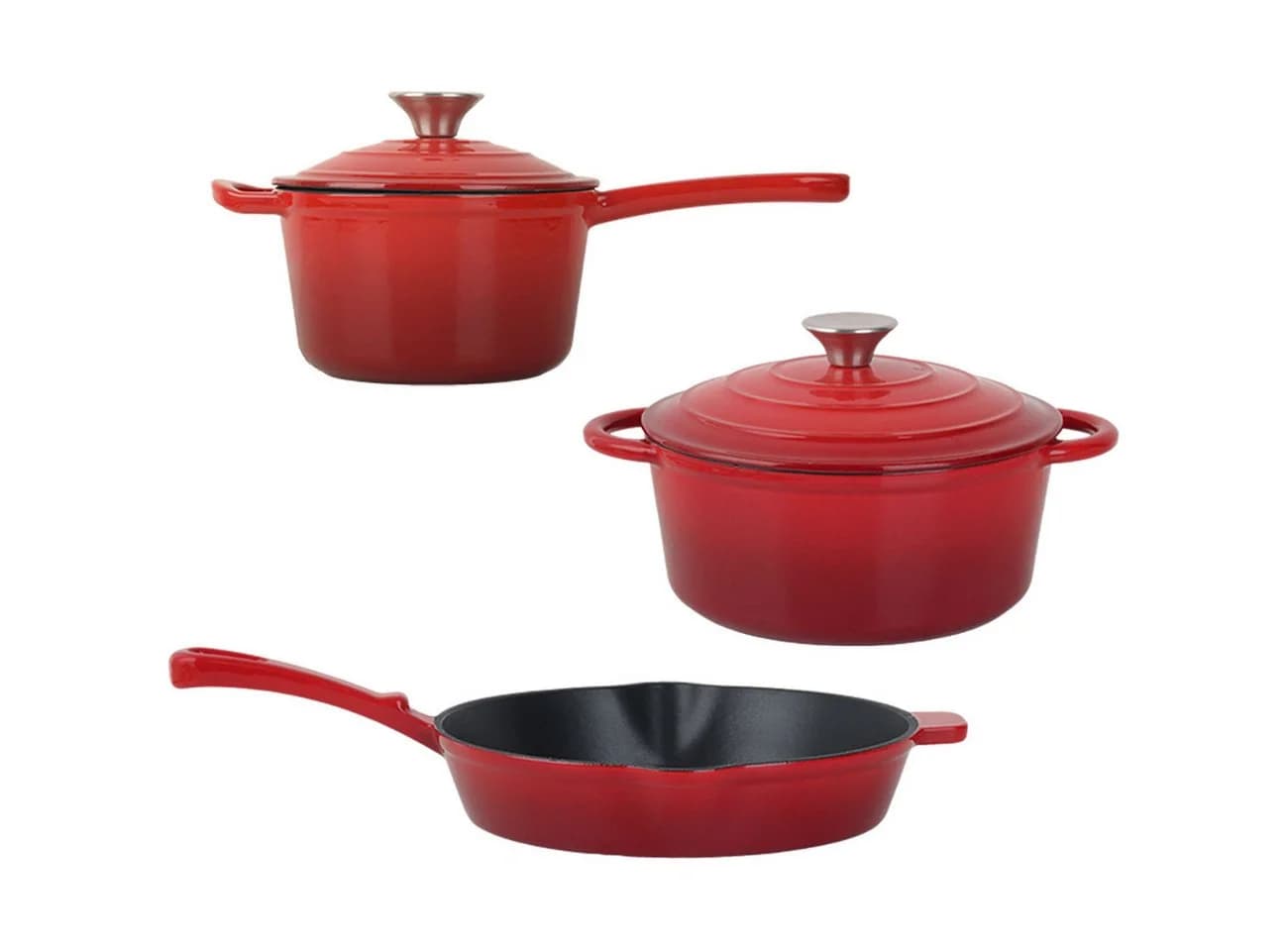 Casativo Topf-Set 3-tlg. Rot Gusseisen emailliert - Bild 5
