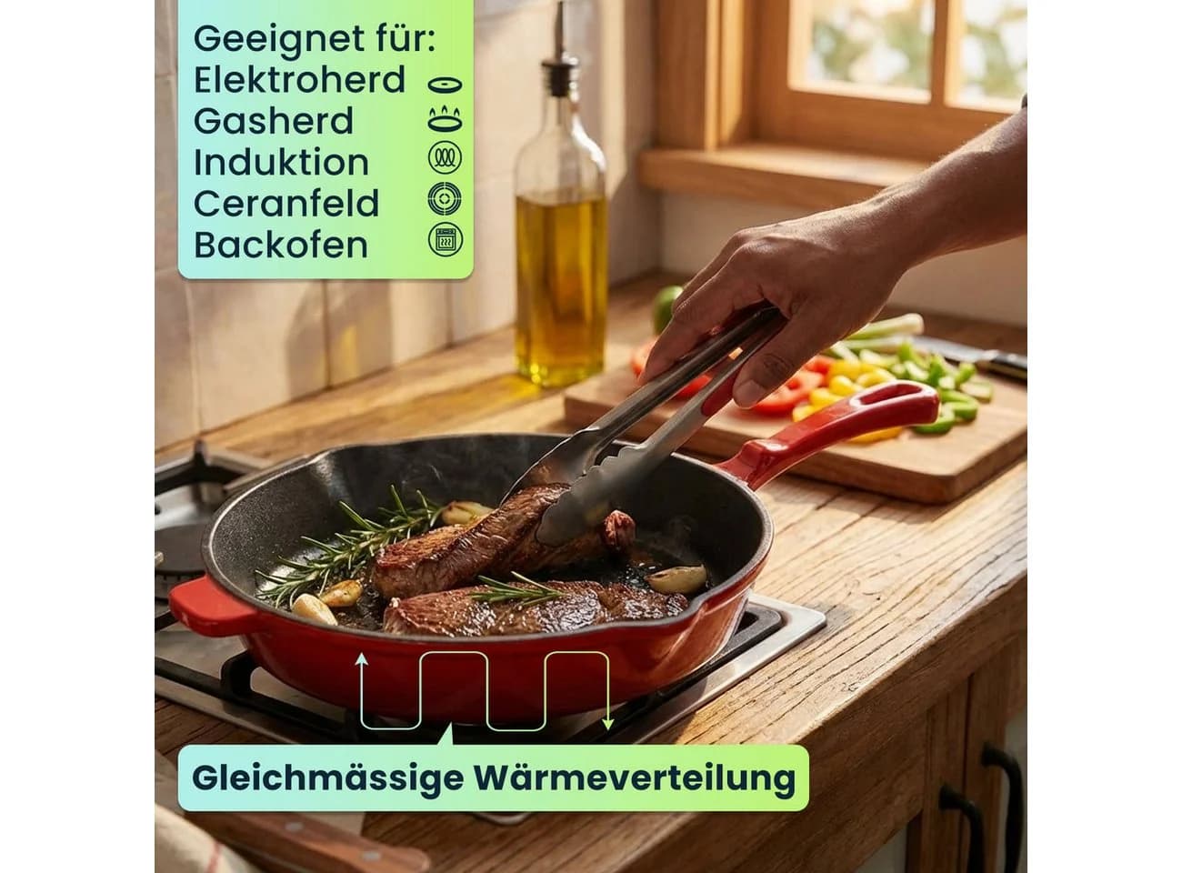Casativo Bratpfanne Gusseisen Rot Emailliert Ø 26cm