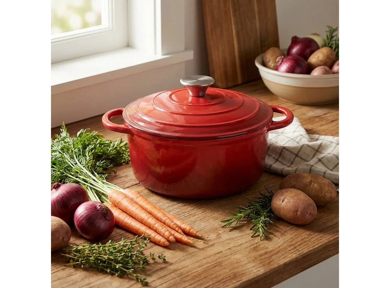 Casativo Schmortopf Gusseisen 22cm Rot 2,2L mit Deckel - Bild 2