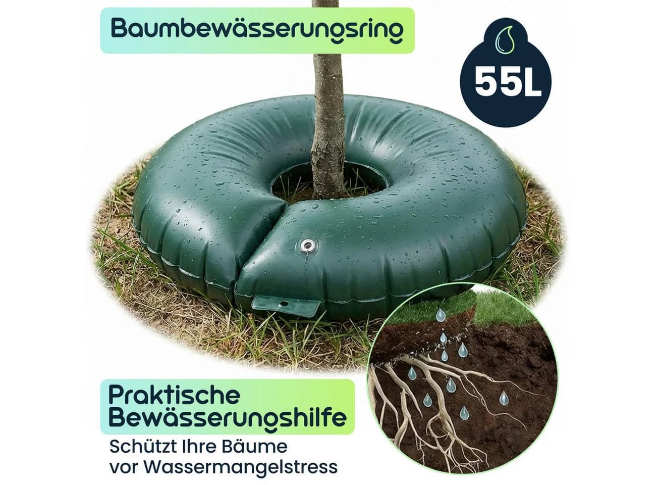 shop'n smile ideoon Baumbewässerungsring 55L PVC UV-beständig 7 Tropfer - Bild 3