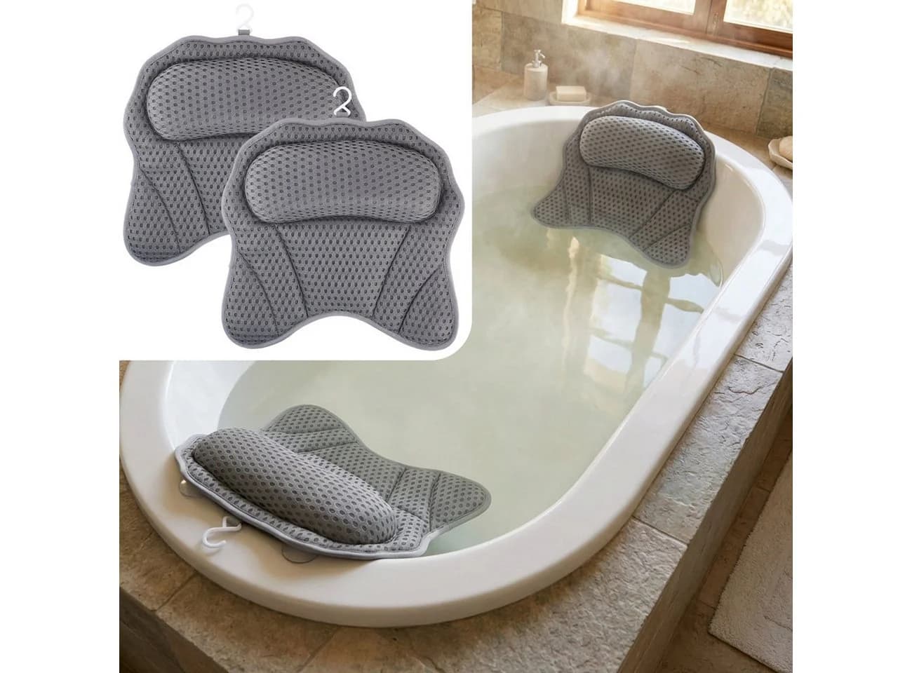shop'n smile ideoon Badewannenkissen Ergonomisch Dunkelgrau 4D-Struktur - Bild 2