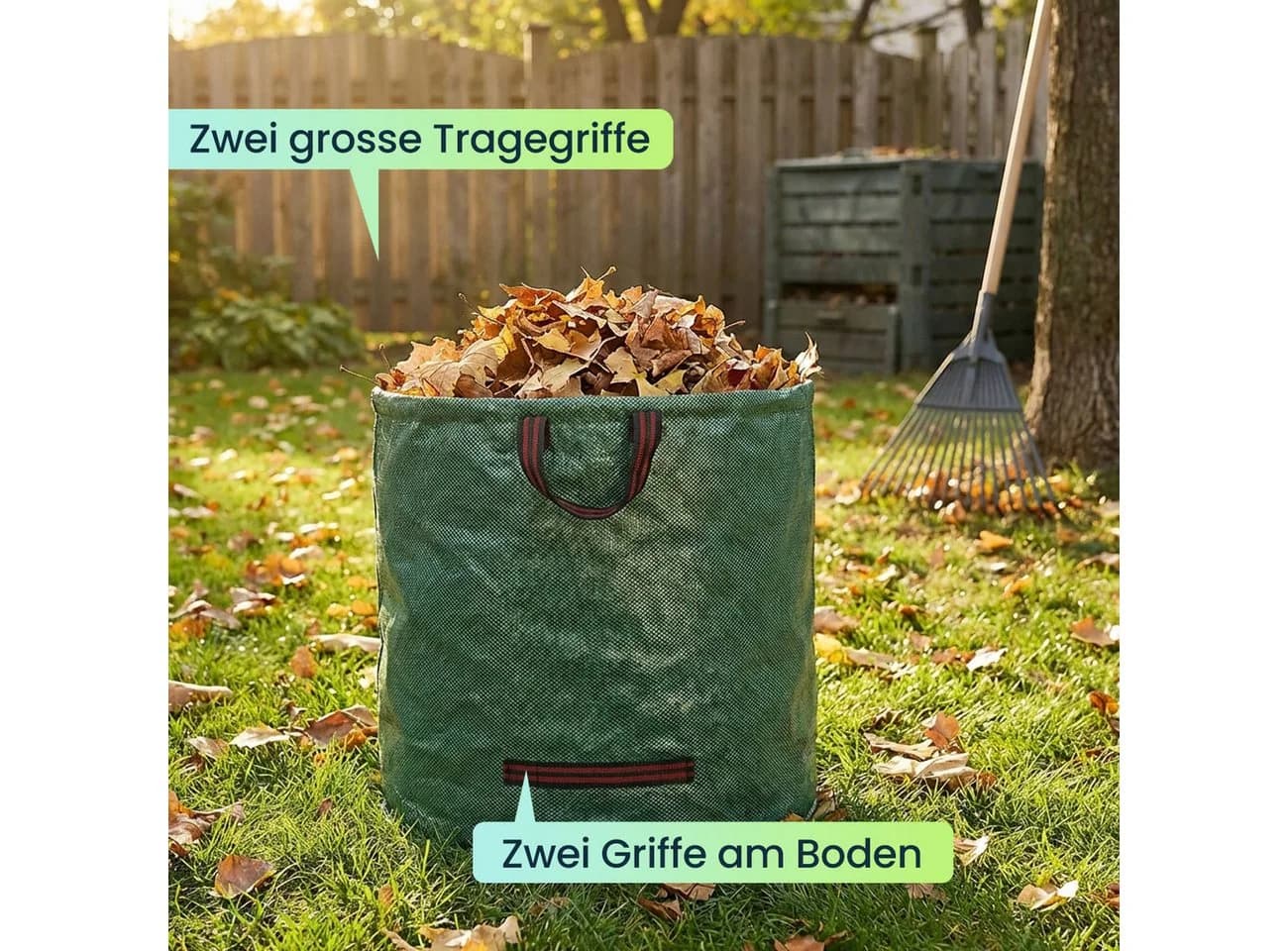 shop'n smile ideoon Gartensack XL 272L Grün mit Doppelboden - Bild 3