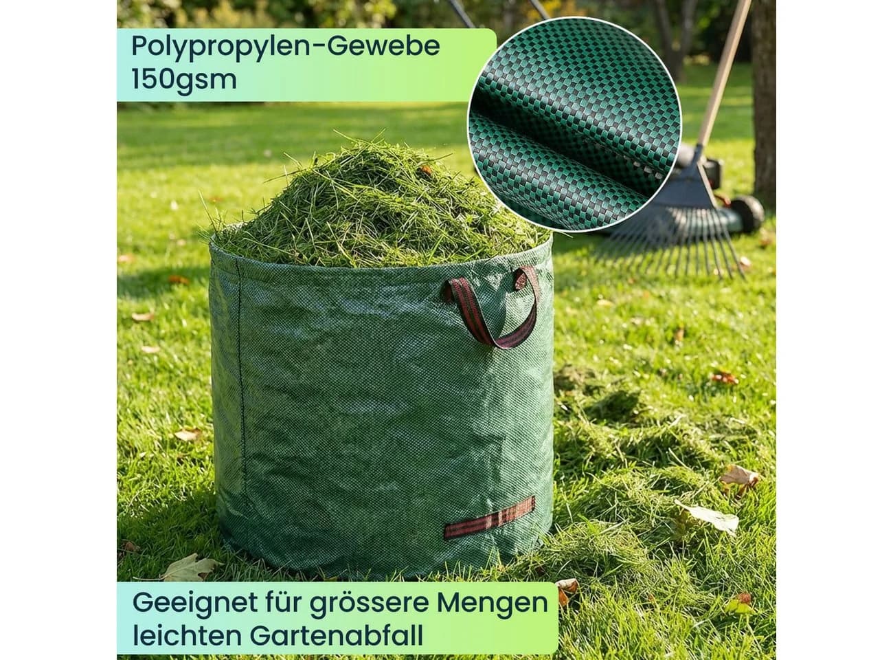 shop'n smile ideoon Gartensack XL 272L Grün mit Doppelboden - Bild 4