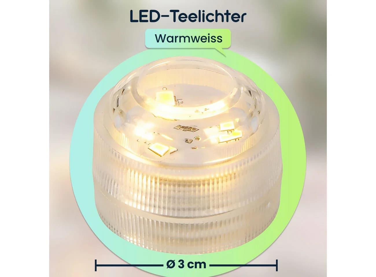 shop'n smile ideoon LED-Teelichter 4er-Set Warmweiß Transparent IP68 Wasserdicht