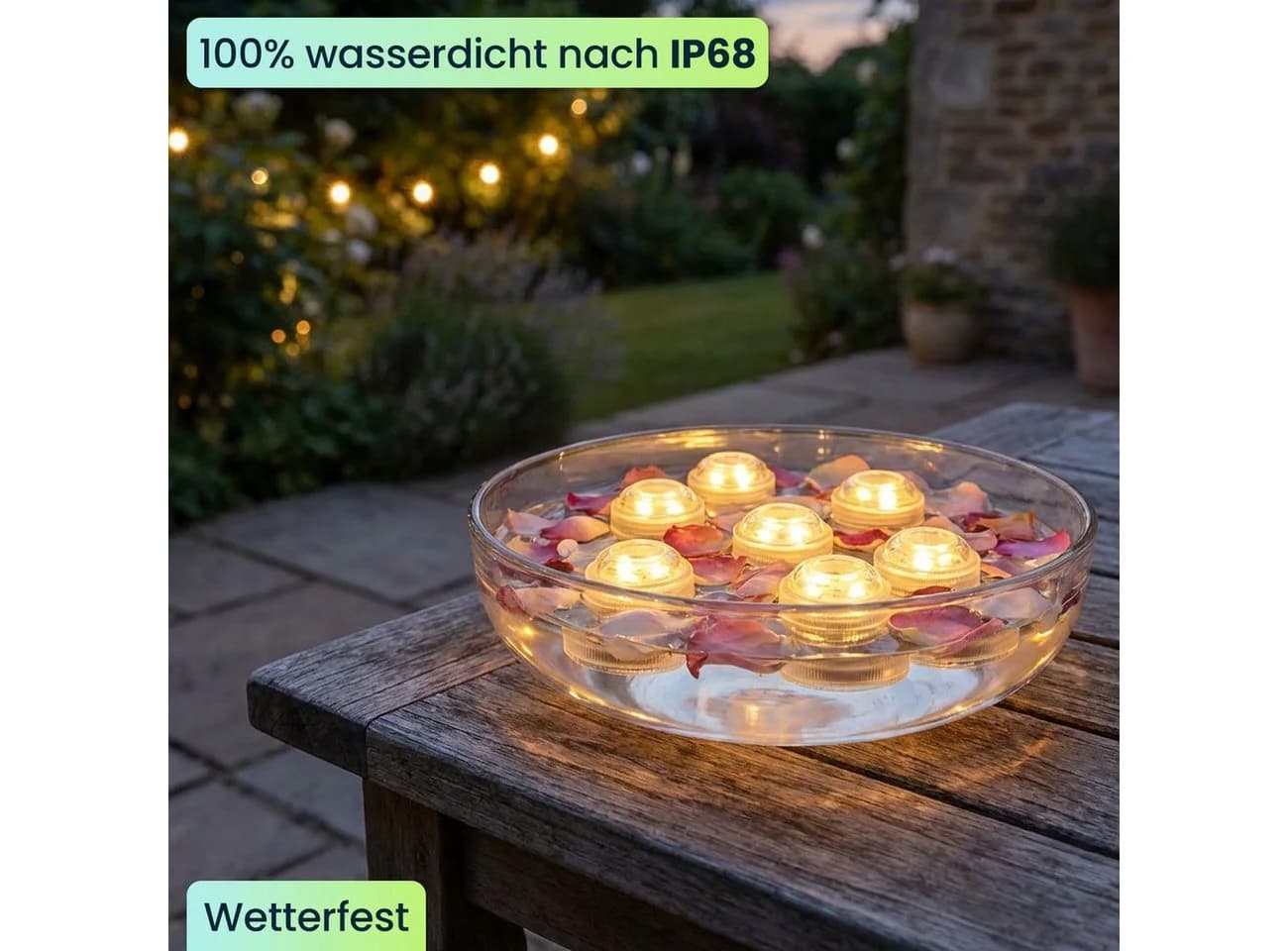 shop'n smile ideoon LED-Teelichter 4er-Set Warmweiß Transparent IP68 Wasserdicht - Bild 3