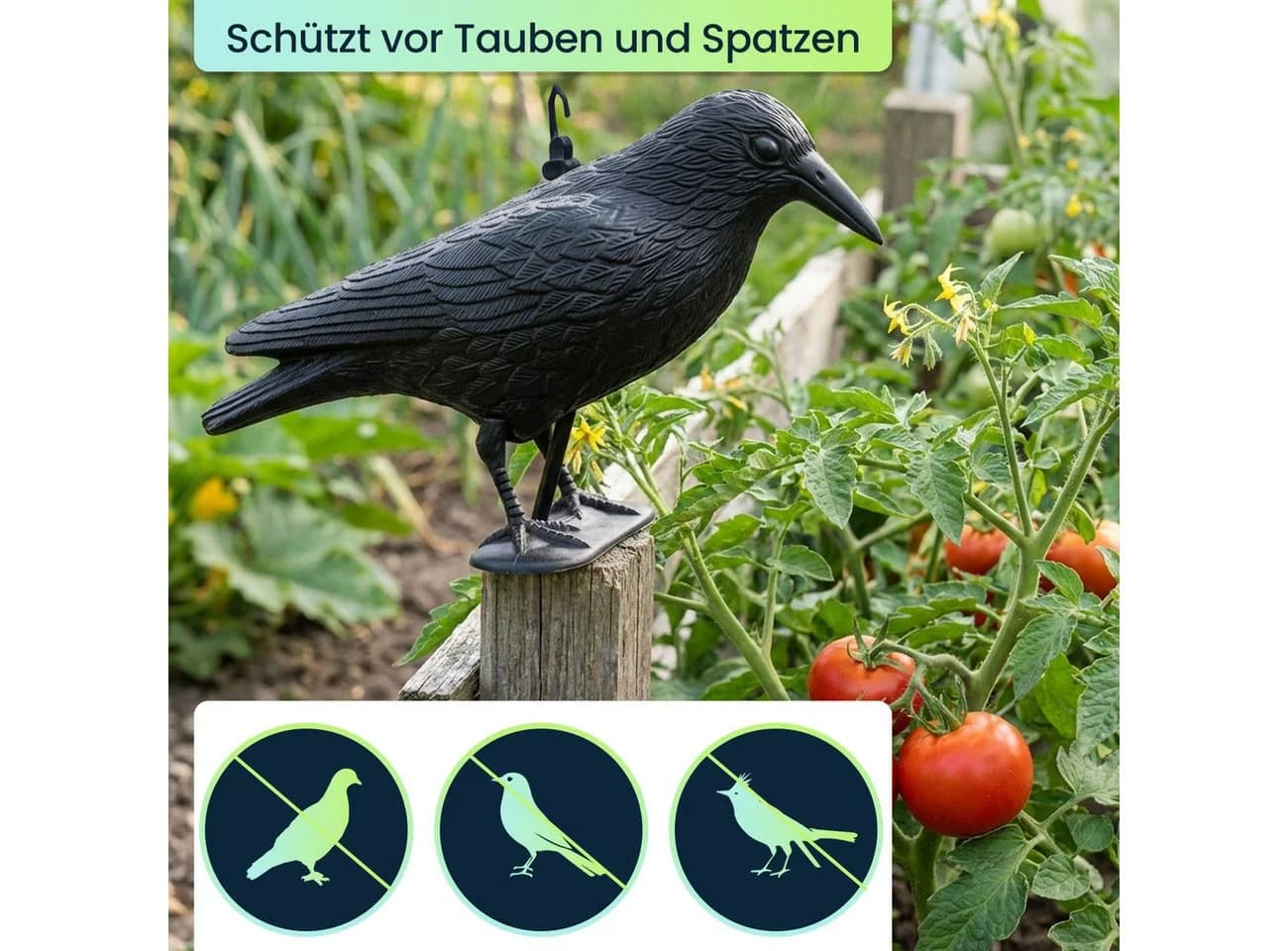 shop'n smile ideoon Wetterfeste Raben-Attrappe Vogelabwehr Schwarz 2-tlg. - Bild 3