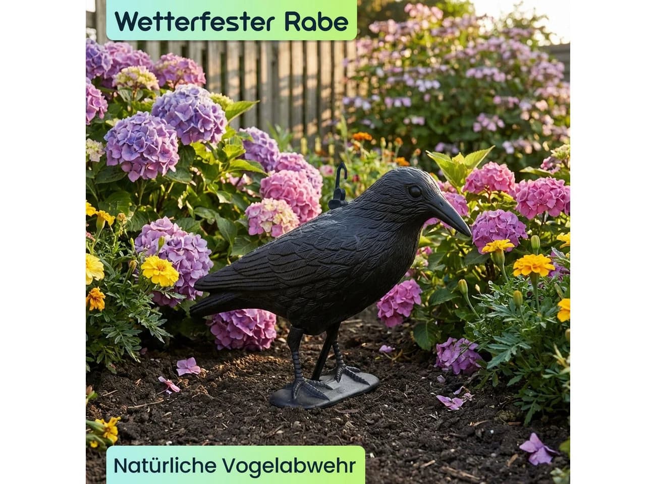 shop'n smile ideoon Wetterfeste Raben-Attrappe Vogelabwehr Schwarz 2-tlg. - Bild 4