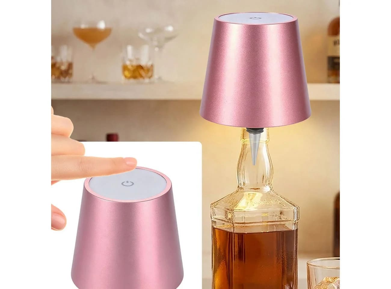 shop'n smile ideoon LED Tischleuchte Akku Flaschenlampe Rosegold Dimmbar - Bild 2