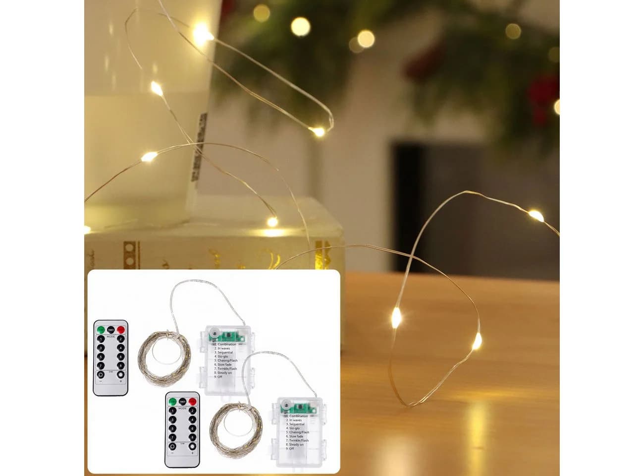 shop'n smile ideoon LED-Lichterkette 10m 100 LEDs Warmweiß Timer Fernbedienung - Bild 2