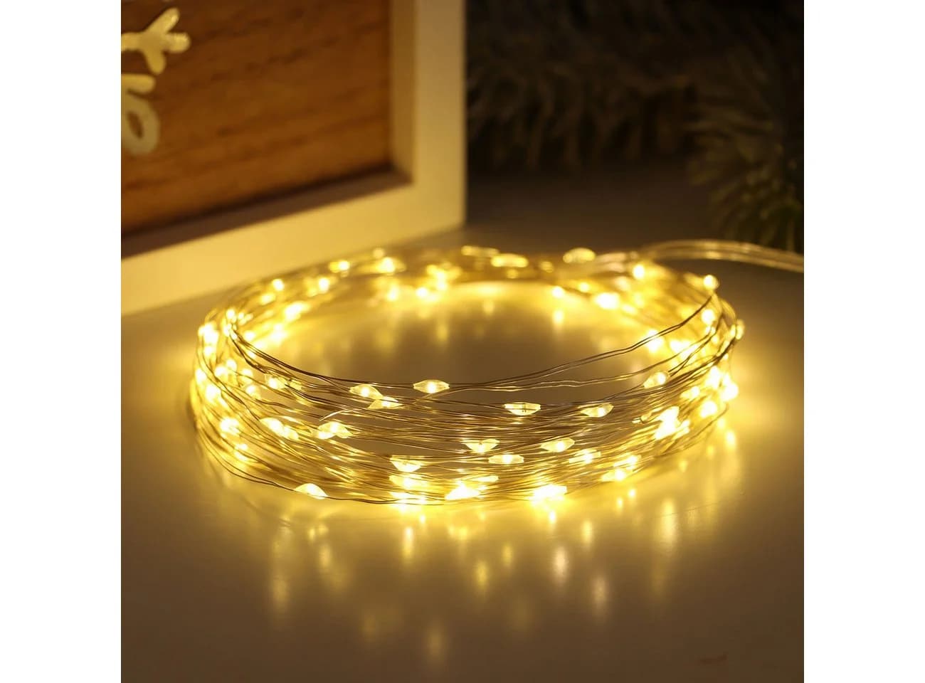 shop'n smile ideoon LED-Lichterkette 10m 100 LEDs Warmweiß Timer Fernbedienung - Bild 4