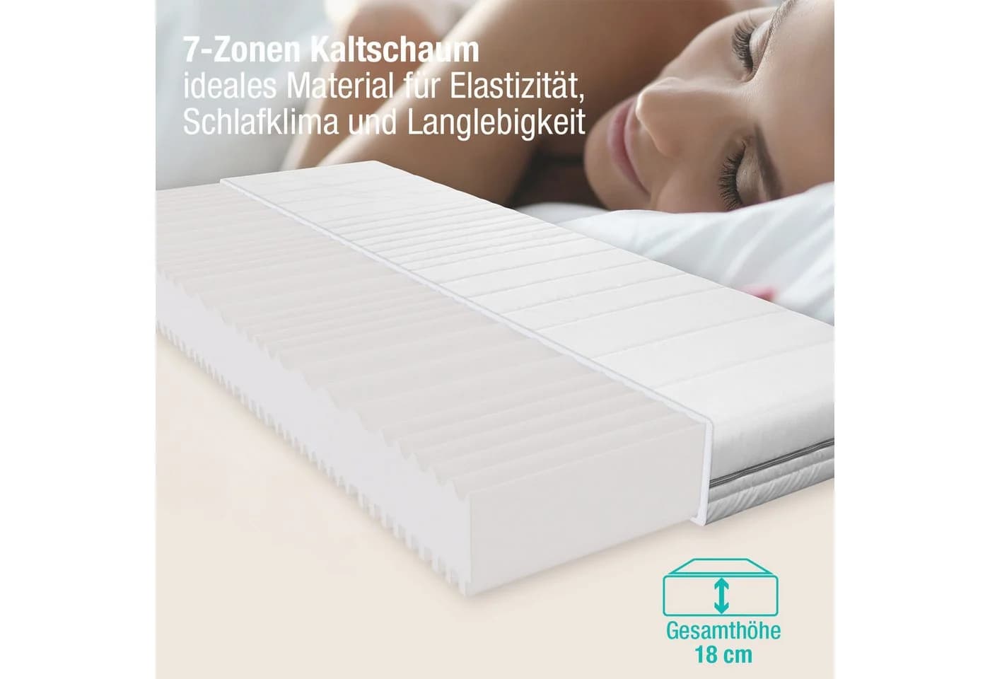 Kaltschaummatratze Comfort Plus 2 Härtegrade Schlafhafen 7-Zonen-Matratze