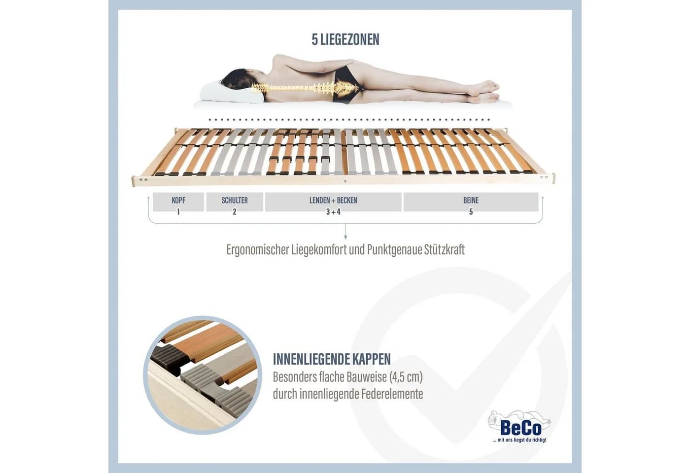 BECO Medistar Lattenrost 5-Zonen Braun Weiß - Bild 4