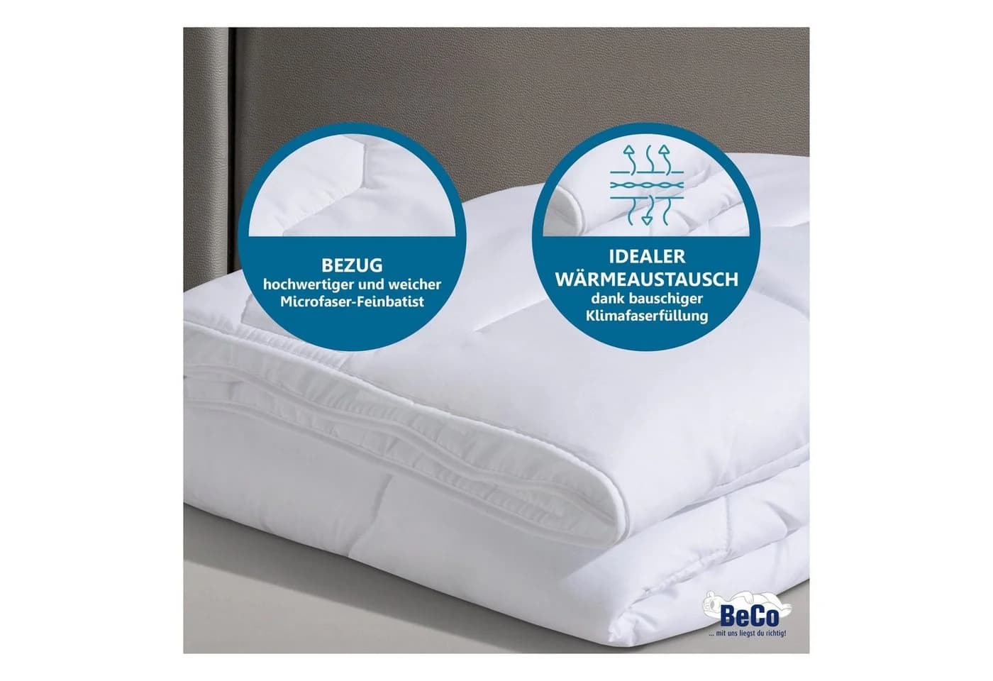 BECO Microfaserbettdecke 2-für-1 Weiß 155x220 cm - Bild 5