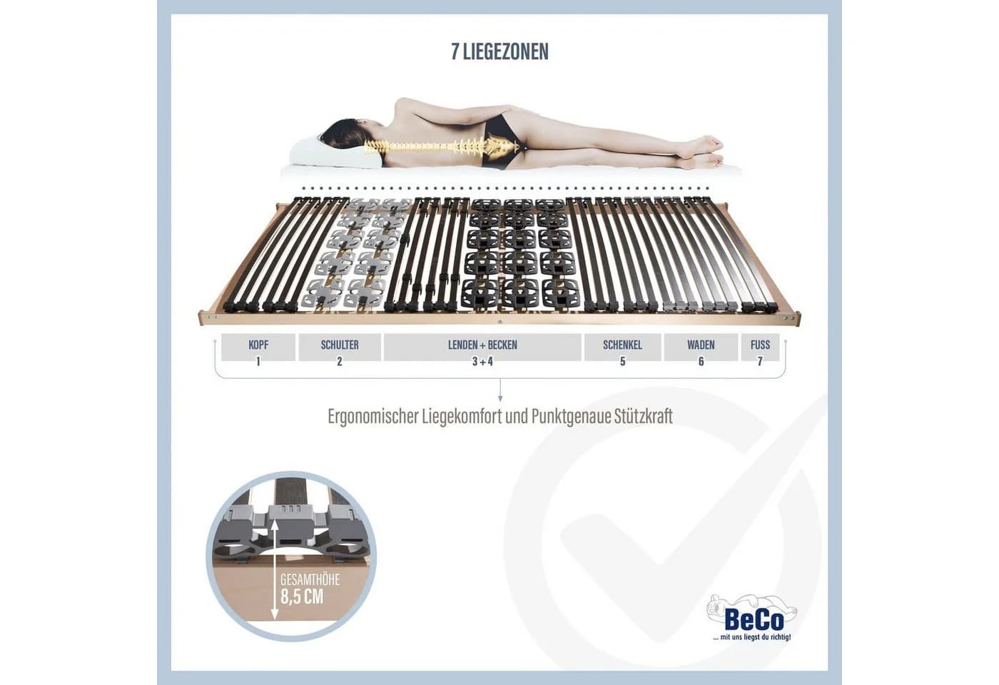 BECO Modul Premium 5 Lattenrost Schwarz Weiß Manuell Verstellbar - Bild 5