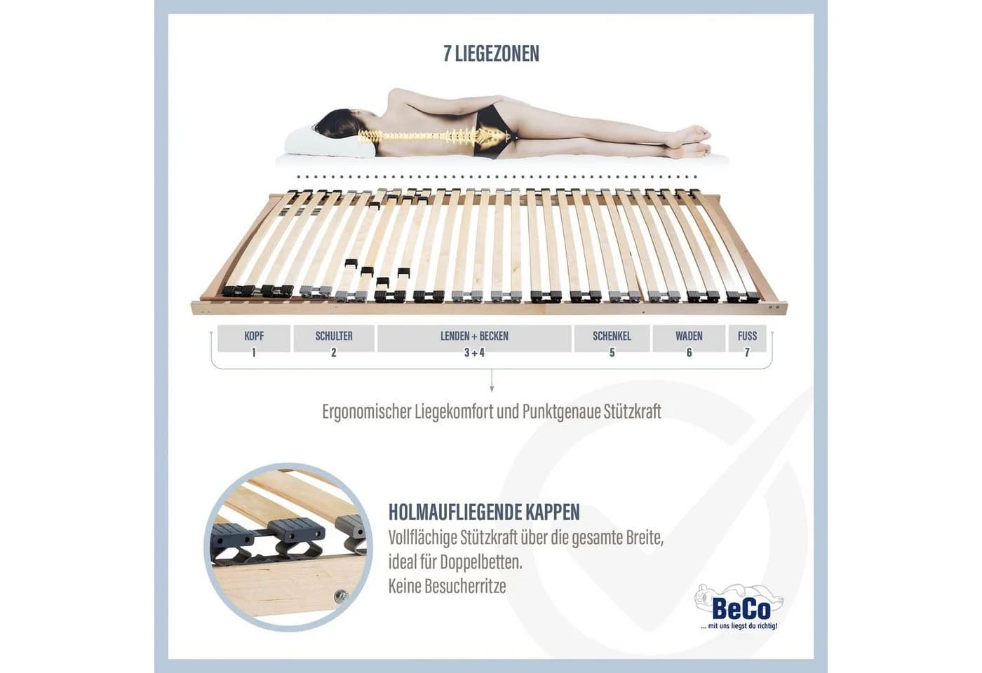 BECO Noxus Flex K Lattenrost 5-Zonen Beige Weiß - Bild 5