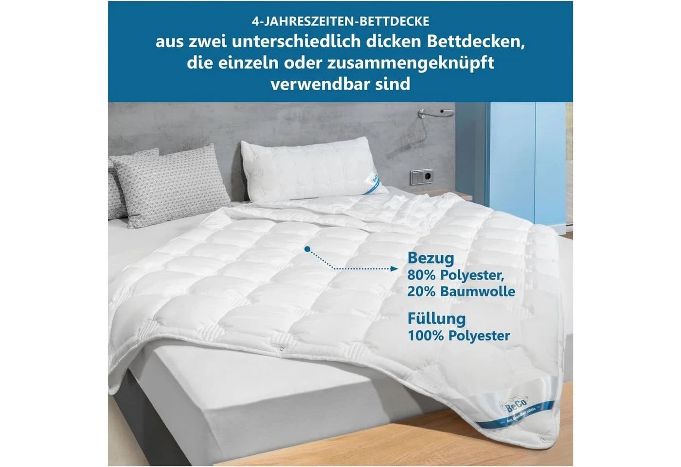 BECO Medibett Cotton Soft Bettdecke Weiß Sommer/Winter - Bild 3