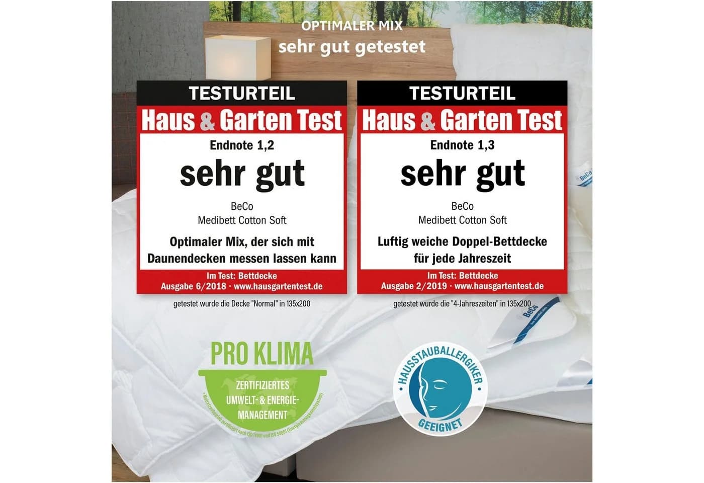 BECO Medibett Cotton Soft Bettdecke Weiß Sommer/Winter - Bild 5