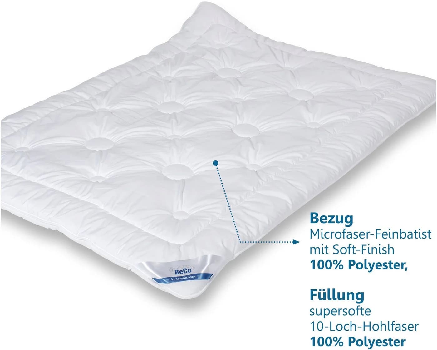 BECO Microfaserbettdecke Royal Soft Duo Weiß 10-Loch-Hohlfaser - Bild 4