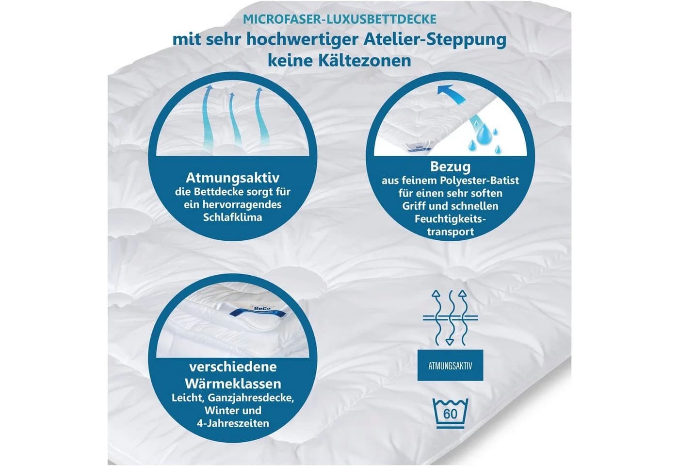 Beco Royal Soft 4-Jahreszeiten Bettdecke Microfaser Weiß - Bild 3