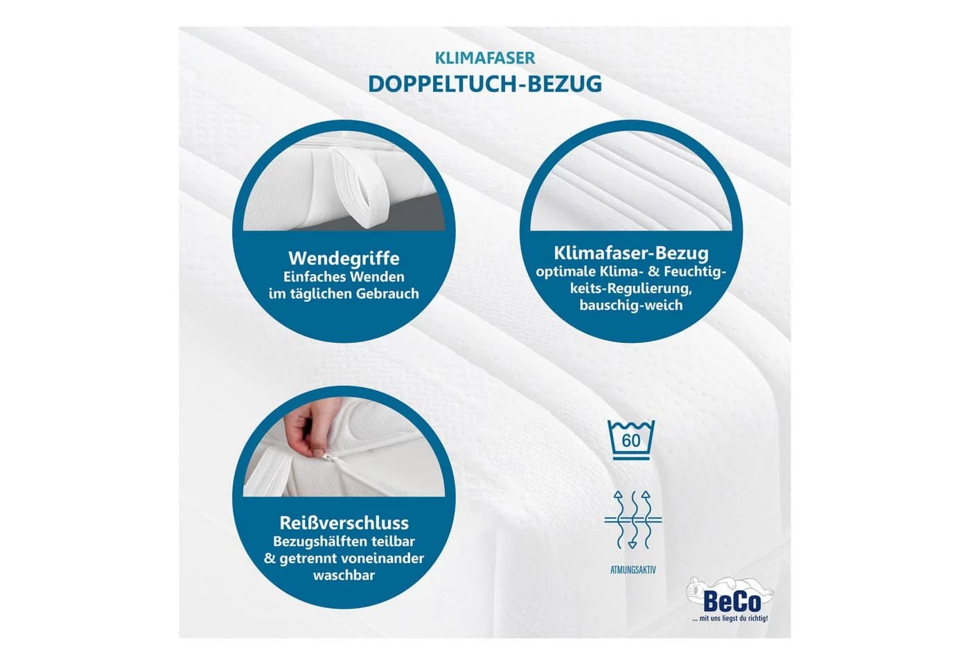 BECO BodyMax Taschenfederkernmatratze Weiß Härtegrad 5 - Bild 4