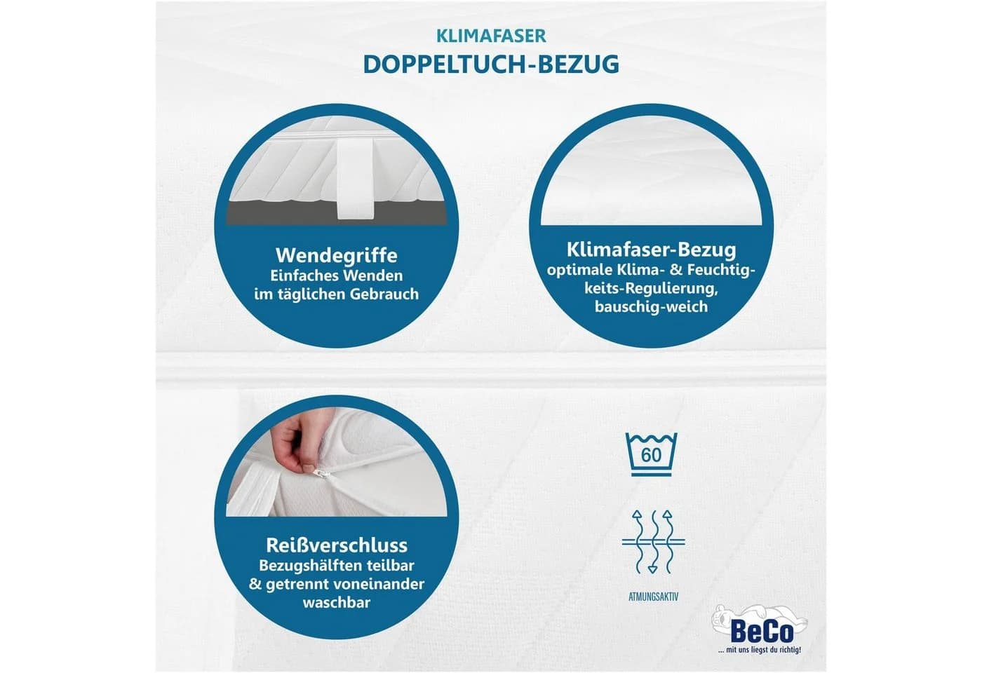 Taschenfederkernmatratze Maxima Plus 90x200 cm, 7 Zonen, Beco - Bild 5