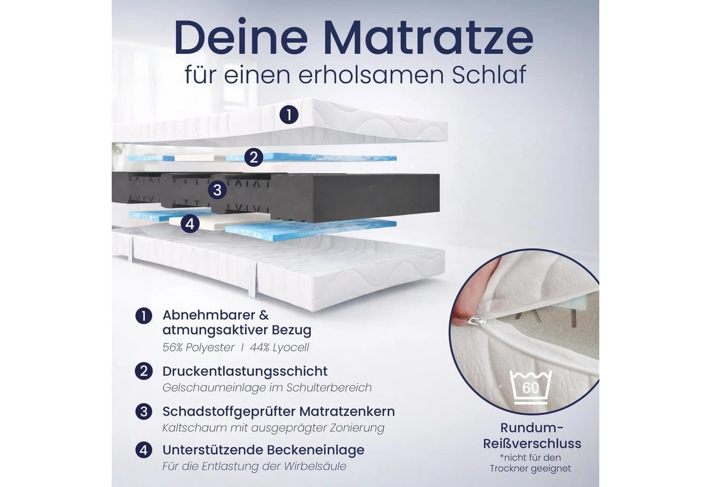 Beco Komfortschaummatratze Vision Top 22 cm 7-Zonen Matratze - Bild 3