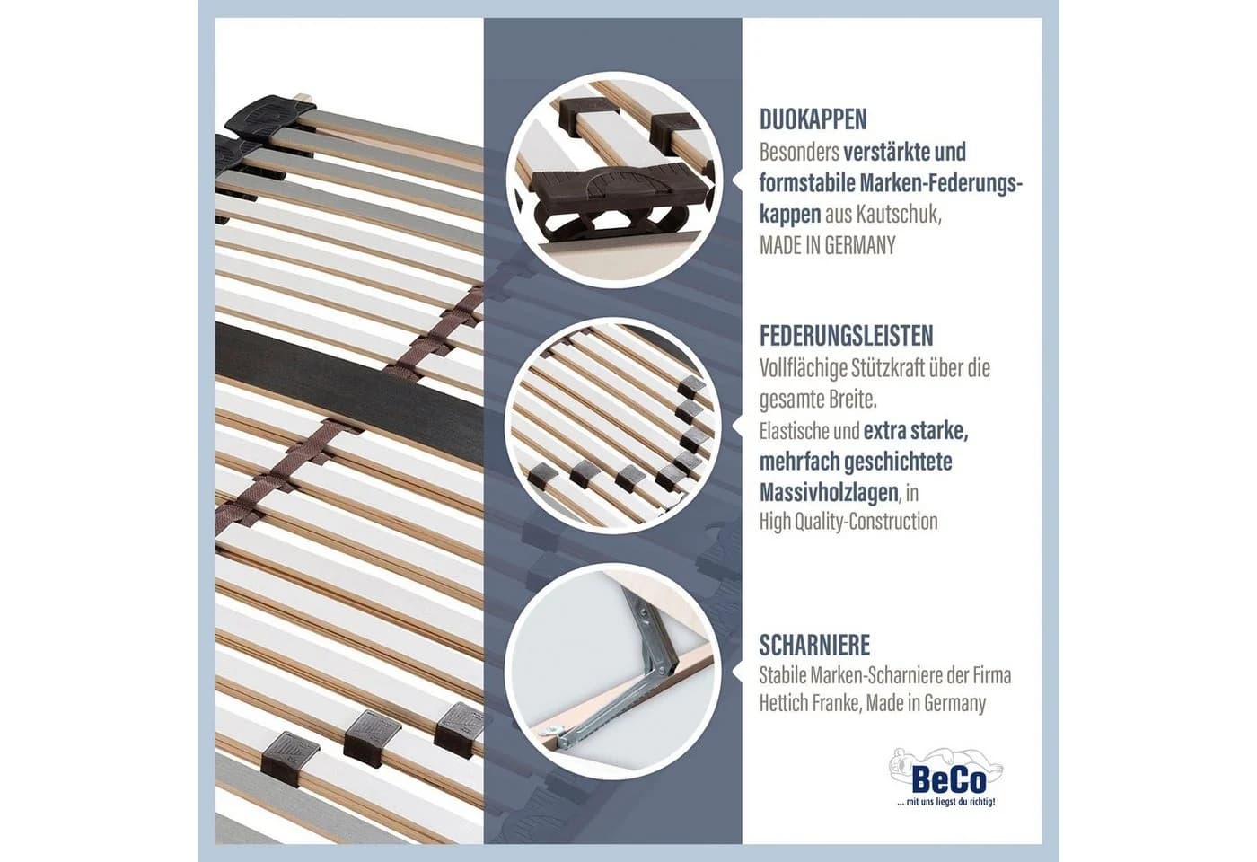 BECO Maxi Strong Lattenrost Weiß 140x200 cm Mehrzonenrahmen - Bild 2