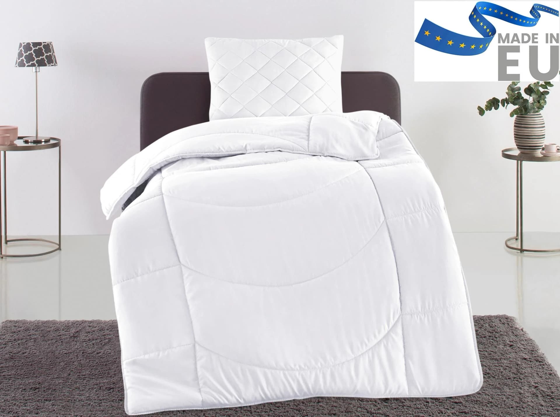 OTTO HOME Microlux Steppbett + Kopfkissen Set Weiß Polyester