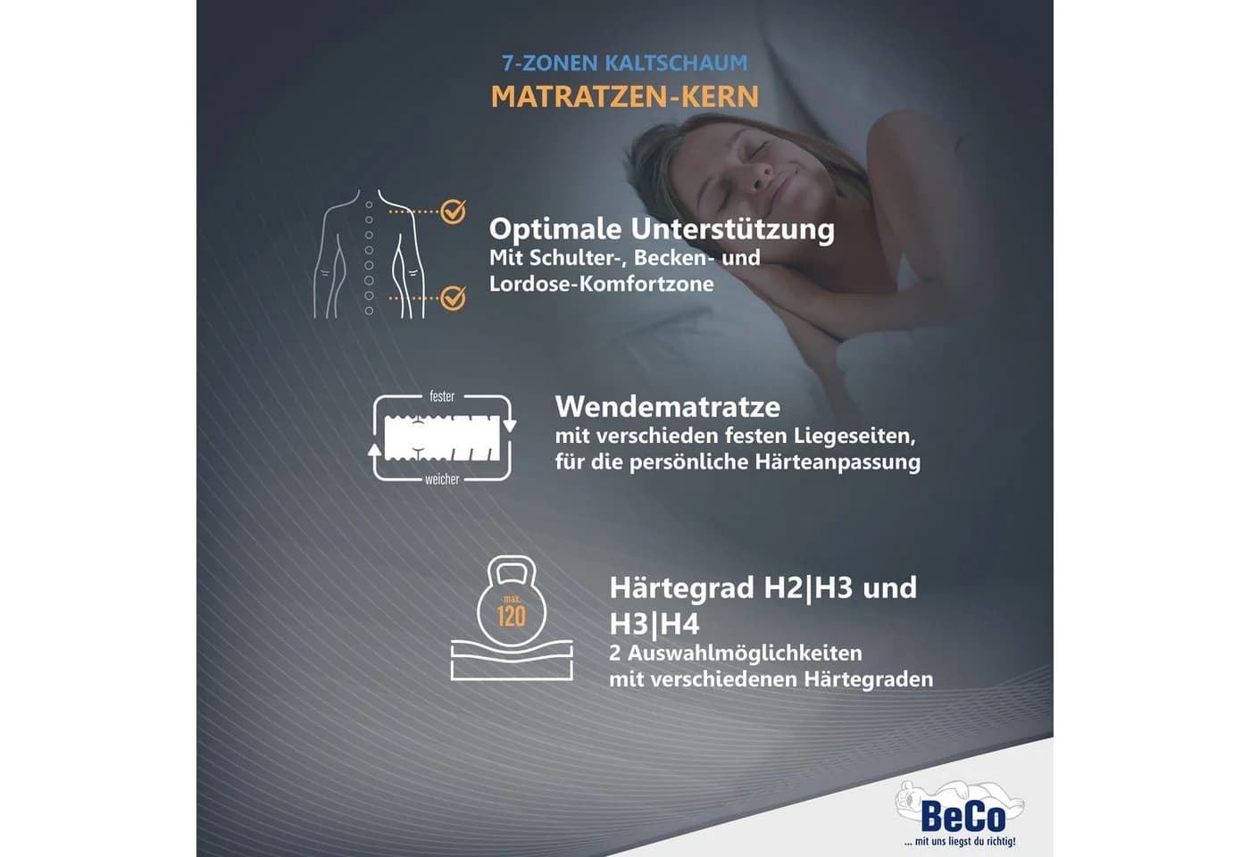 BECO Medistar KS Komfortschaummatratze 7-Zonen Wendematratze Weiß Transparent - Bild 3