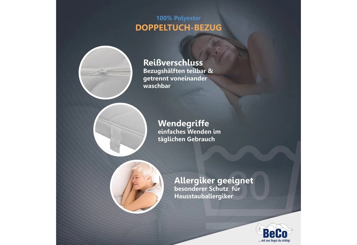 BECO Medistar KS Komfortschaummatratze 7-Zonen Wendematratze Weiß Transparent - Bild 4