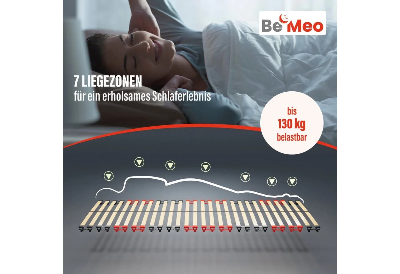 BeMeo Basic Lattenrost 80x200 cm 7 Zonen Stabil - Bild 4